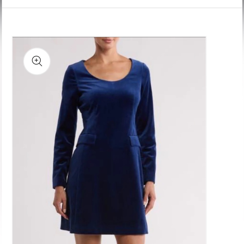 Theory Velvet Long Sleeve Dress DARK COBALT, Size 4